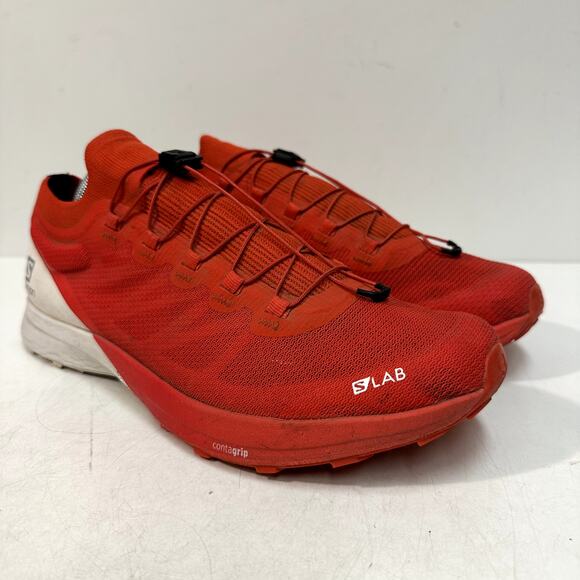 GOOD Salomon S/LAB ULTRA 3 Trail Running Shoe Red / White Unisex W 11 / M 10 - Picture 1 of 12